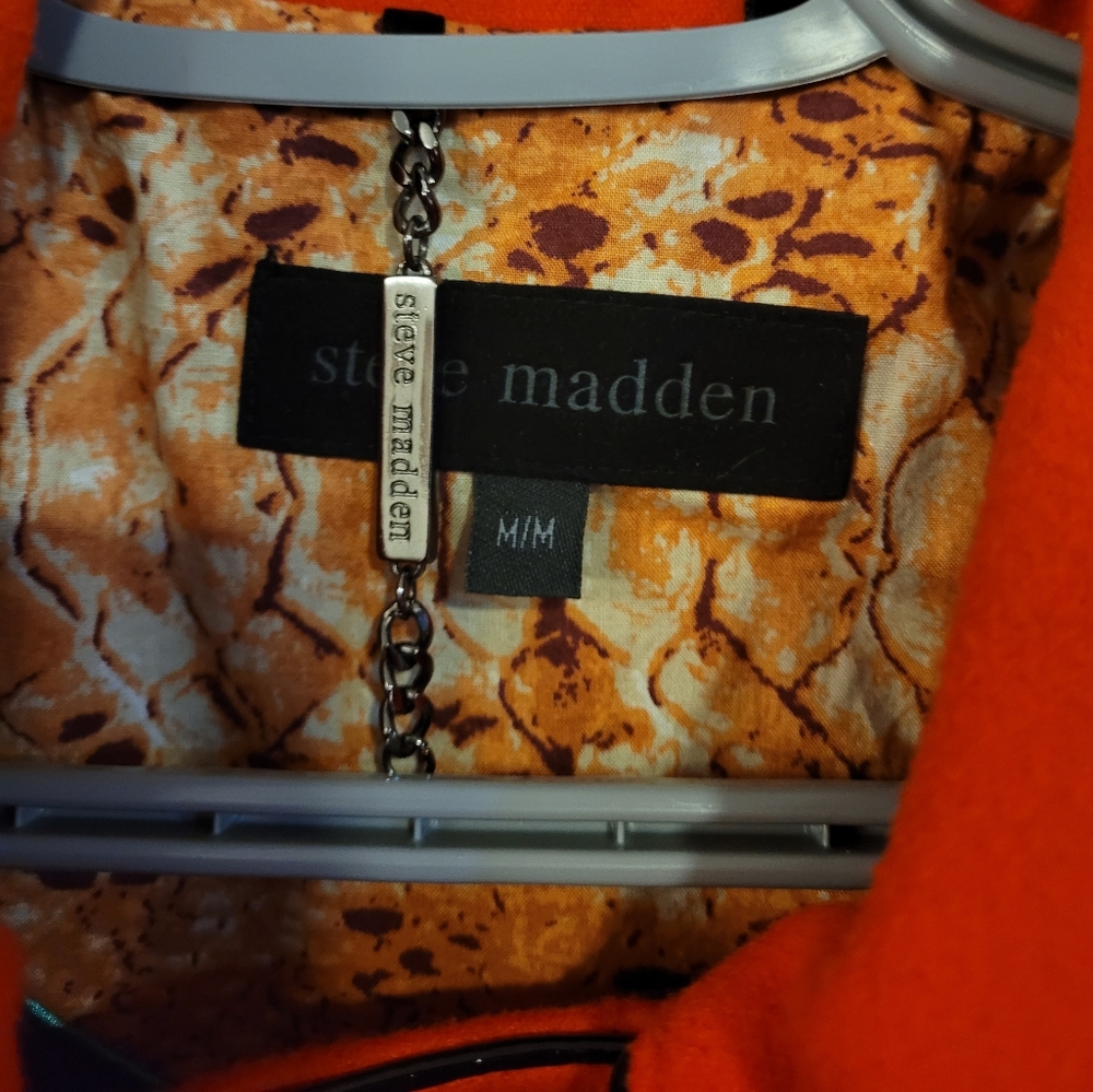 Steve Madden Red and Black Pea Coat Size M - Picture 2 of 2